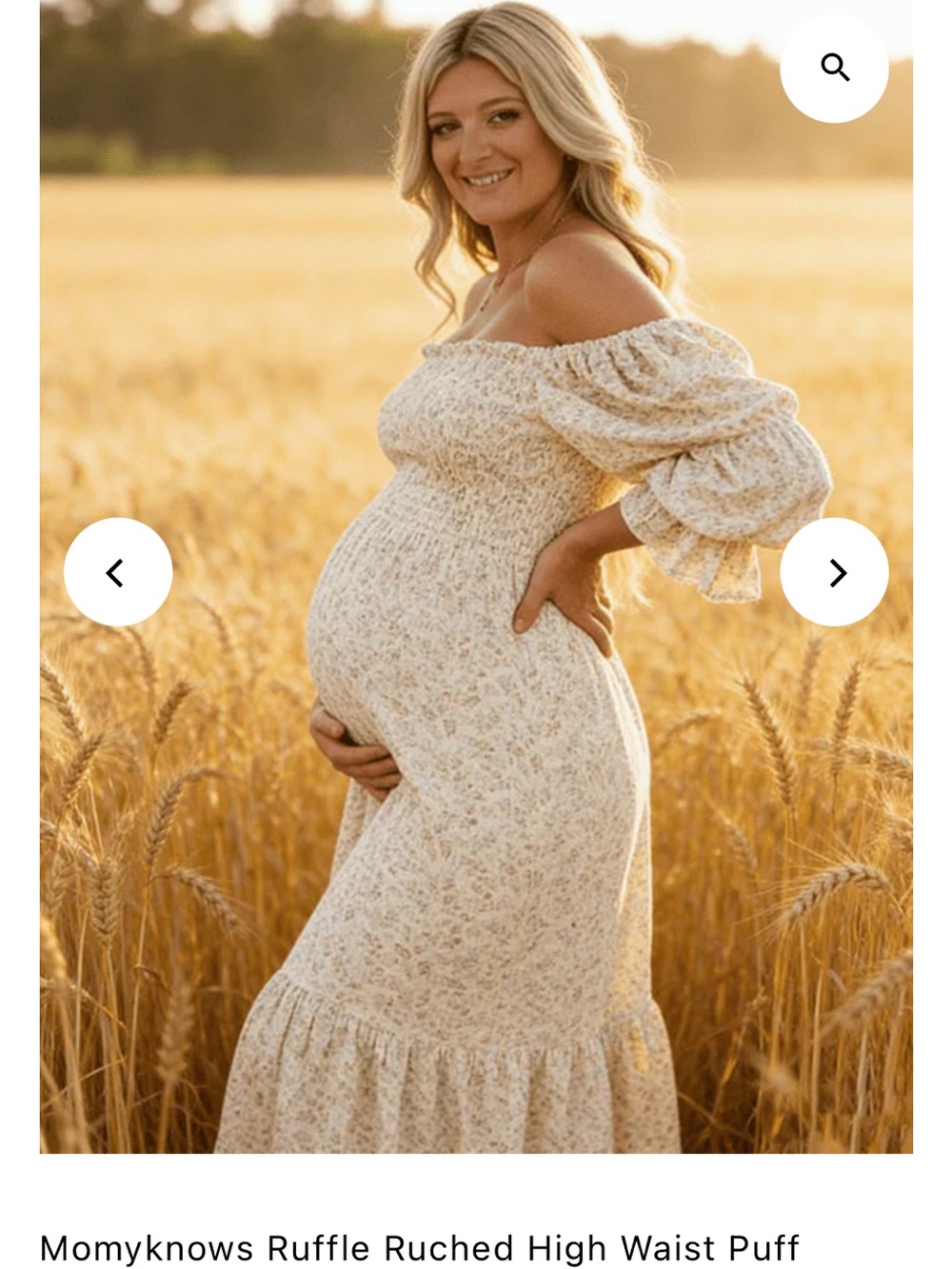 Ruffled Off-Shoulder Long Sleeve Maternity Maxi Dress in Cream Floral